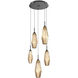 Aalto LED 19.8 inch Matte Black Chandelier Ceiling Light in 3000K LED, Optic Rib Bronze, Round Multi-Port