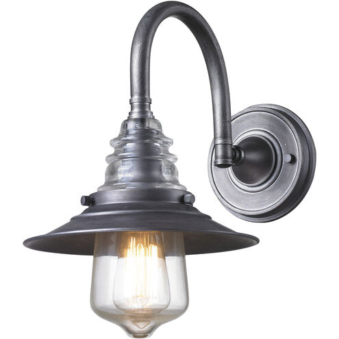 Insulator Glass 1 Light 9 inch Weathered Zinc Sconce Wall Light