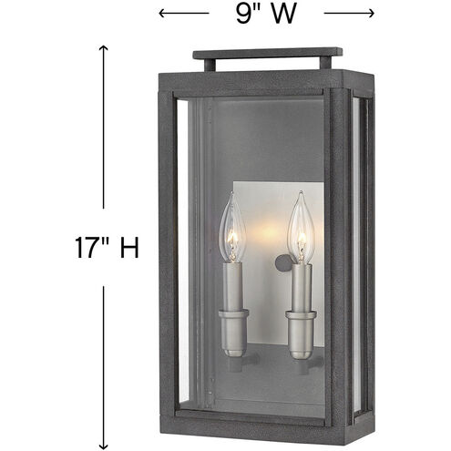 Sutcliffe LED 17 inch Aged Zinc with Antique Nickel Outdoor Wall Mount Lantern, Medium