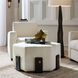 Ivonne 18 inch White and Ebony with Antique Brass Ottoman