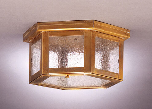 Hunter 1 Light 10.5 inch Dark Antique Brass Flush Mount Ceiling Light in Clear Seedy Glass
