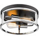 Canada 2 Light 12 inch Black & Chrome Flush Mount Ceiling Light