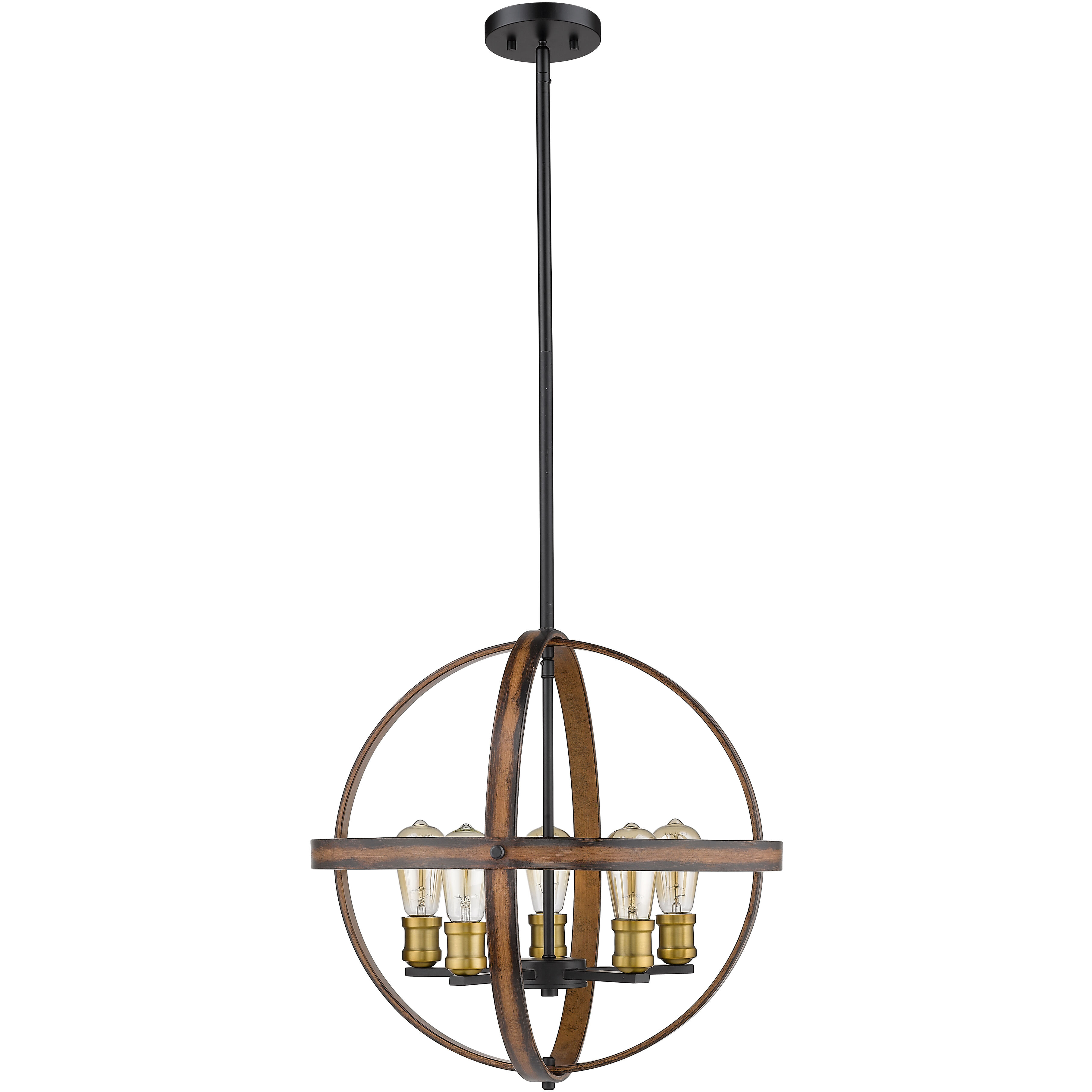 Kirkland 5 Light 20 inch Rustic Mahogany Chandelier Ceiling Light