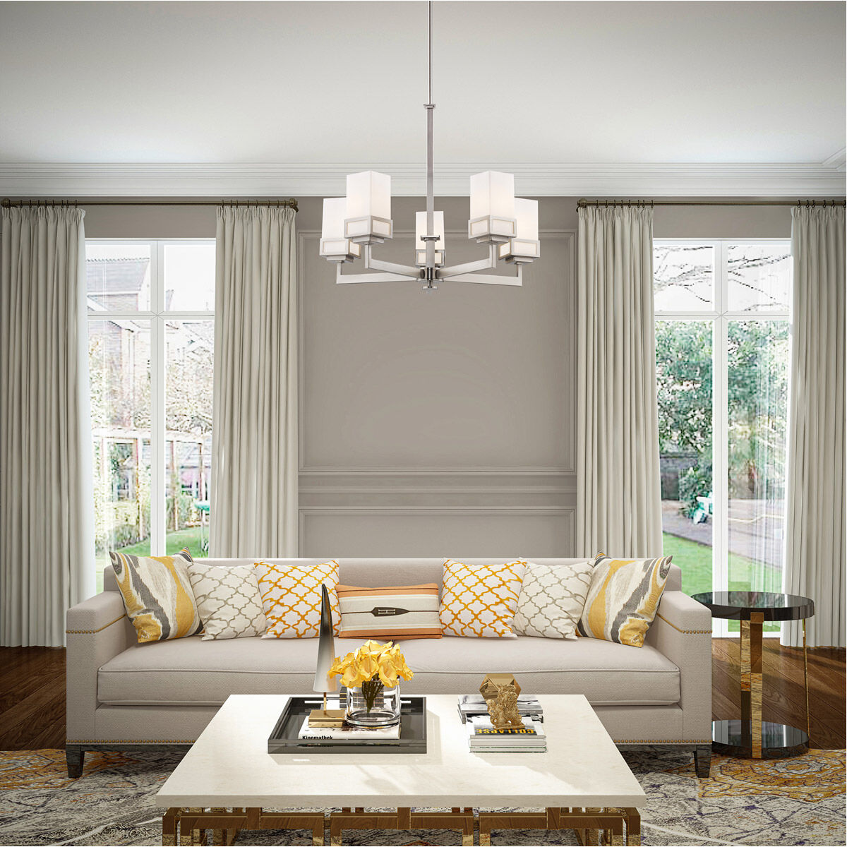 Harding 5 Light 25 inch Brushed Nickel Chandelier Ceiling Light