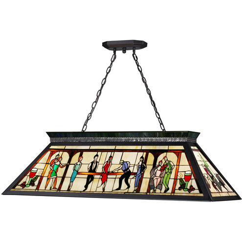 Tiffany Billiard 4 Light 44 inch Matte Black Billiard Ceiling Light