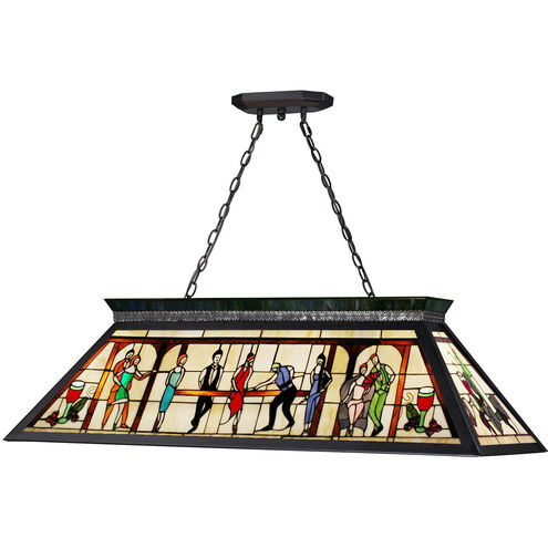 Tiffany Billiard 4 Light 44 inch Matte Black Billiard Ceiling Light