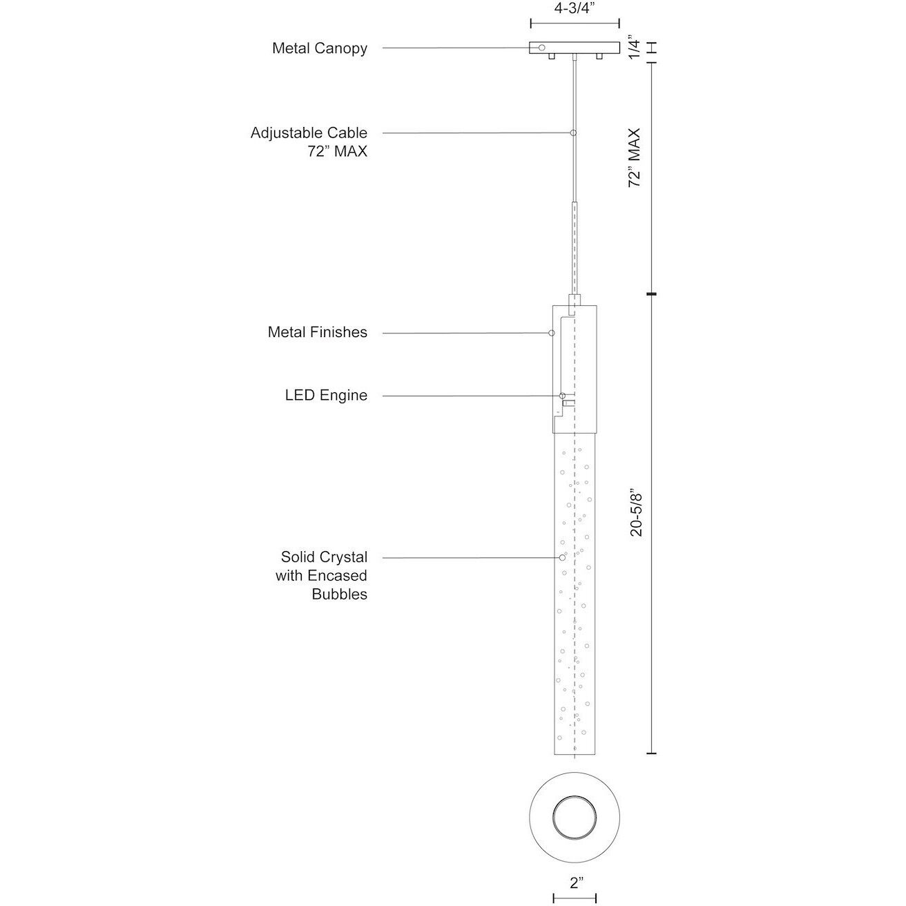 Pendula Pendant Ceiling Light in Chrome
