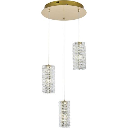 Aston 3 Light 16 inch Satin Gold Pendant Ceiling Light