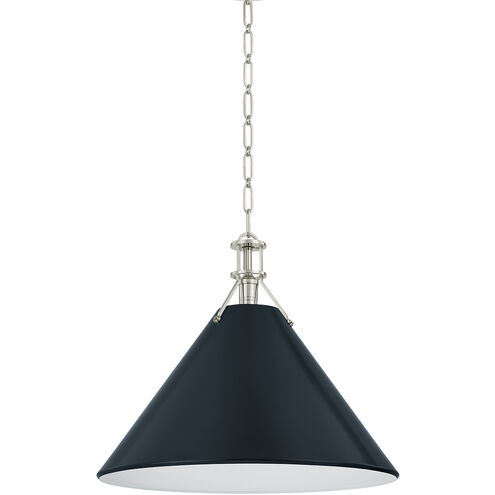 Painted No. 2 1 Light 21 inch Polished Nickel/Darkest Blue Pendant Ceiling Light