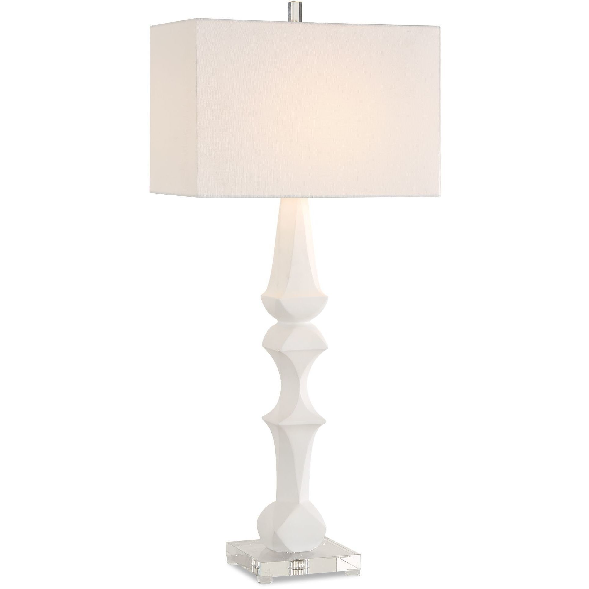 Mayme 37.5 inch 150 watt Matte White and Crystal Table Lamp Portable Light