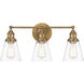 Barwell 3 Light 24 inch Oxidized Aged Brass Bath Vanity Light Wall Light