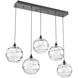 Terra 5 Light Matte Black Linear Pendant Ceiling Light in Terra Clear, Multi-Port