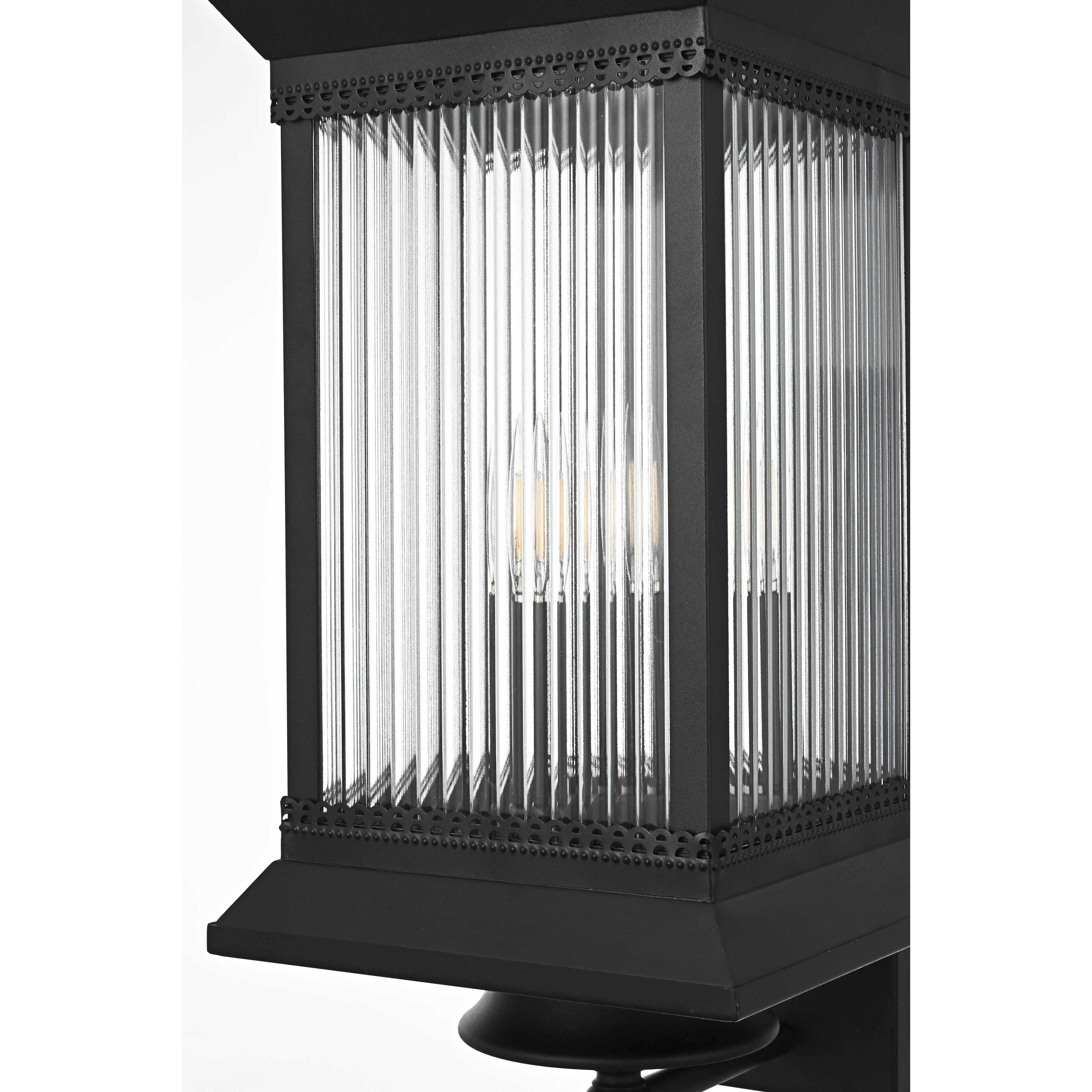 Collins 3 Light 23.5 inch Black Outdoor Wall Sconce