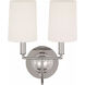 Thomas O'Brien Elkins 2 Light 10 inch Polished Nickel Double Sconce Wall Light in Linen