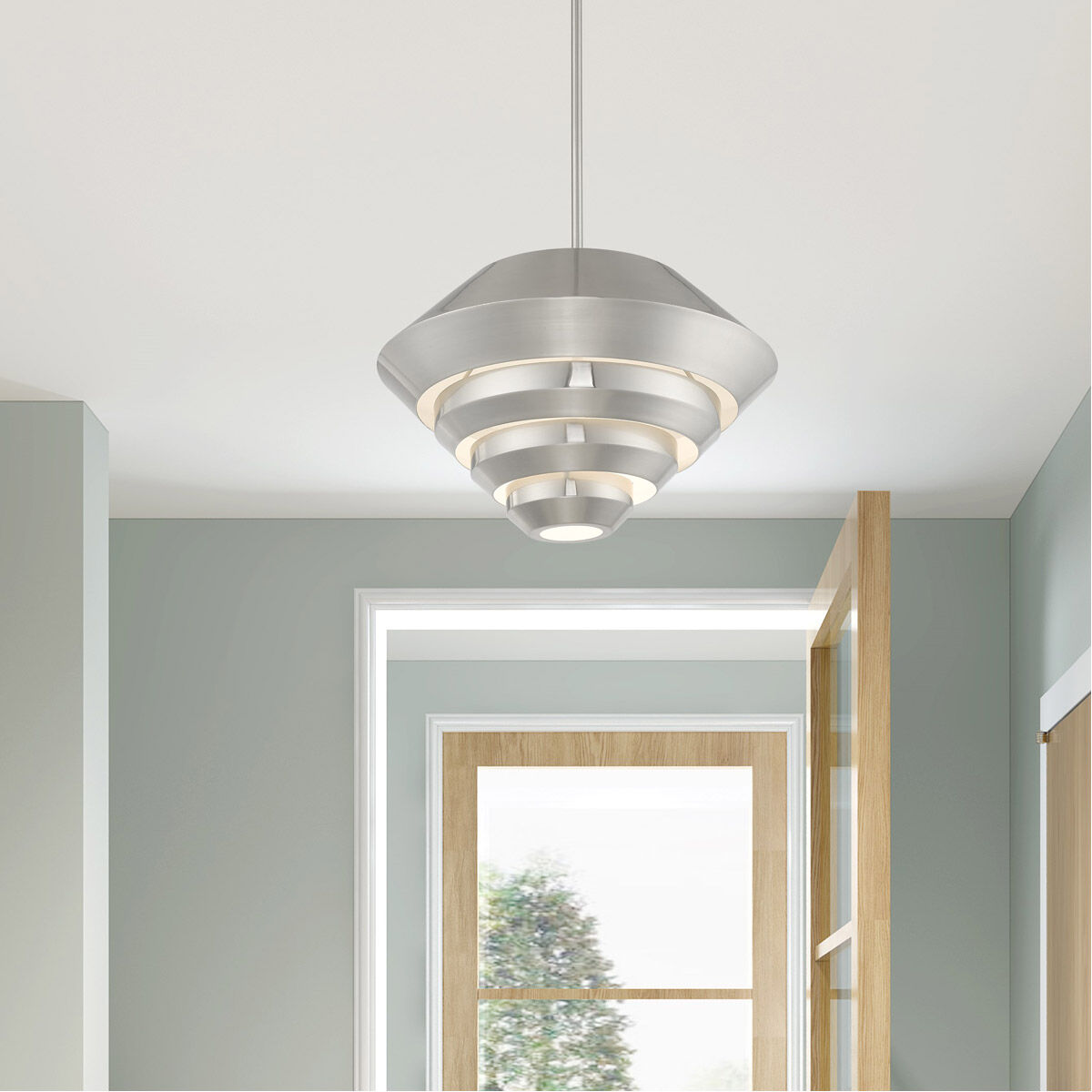 Amsterdam 1 Light 18 inch Brushed Nickel Mini Pendant Ceiling Light