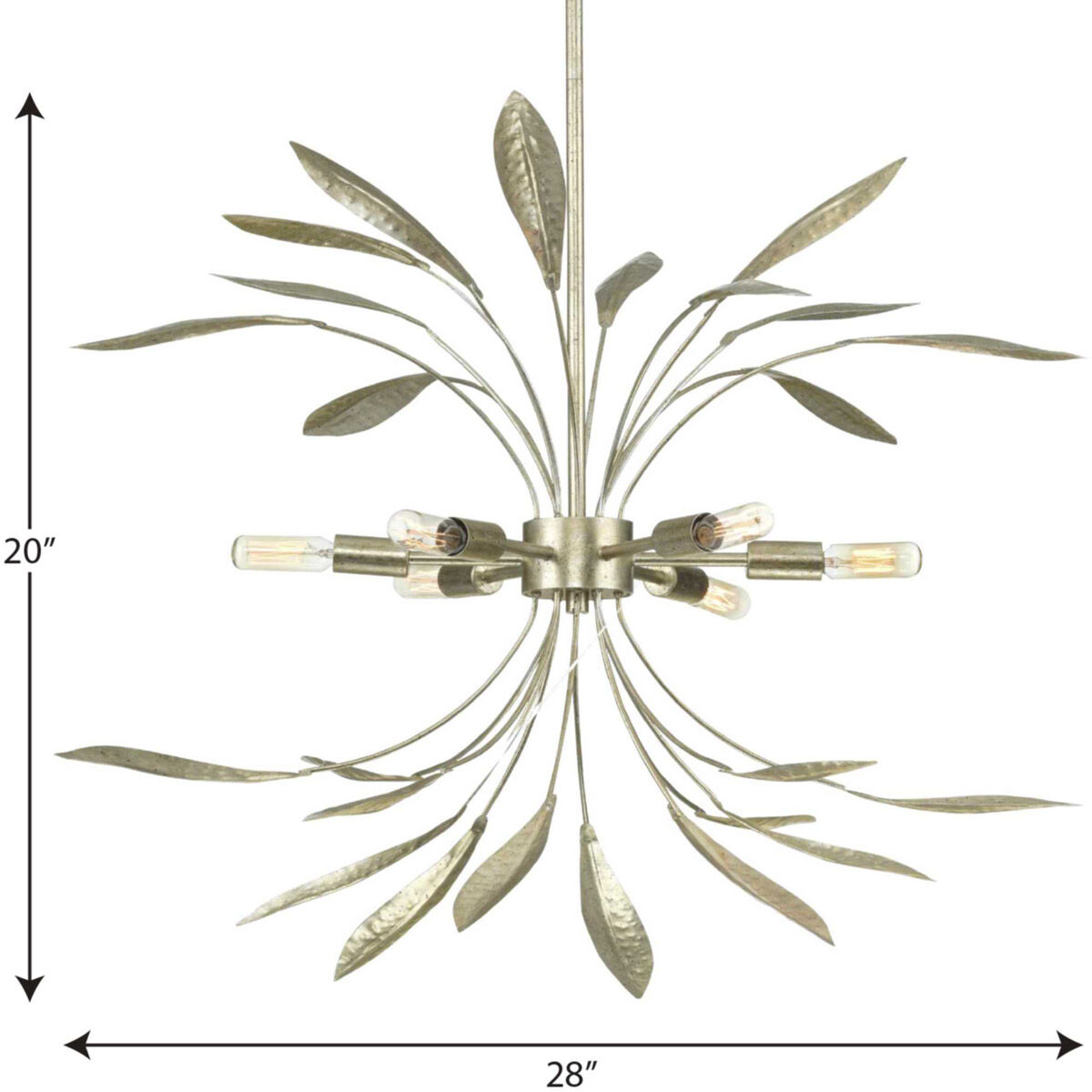 Mariposa 6 Light 28 inch Gilded Silver Pendant Ceiling Light