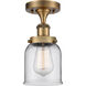 Ballston Small Bell 1 Light 5 inch Brushed Brass Semi-Flush Mount Ceiling Light in Clear Glass