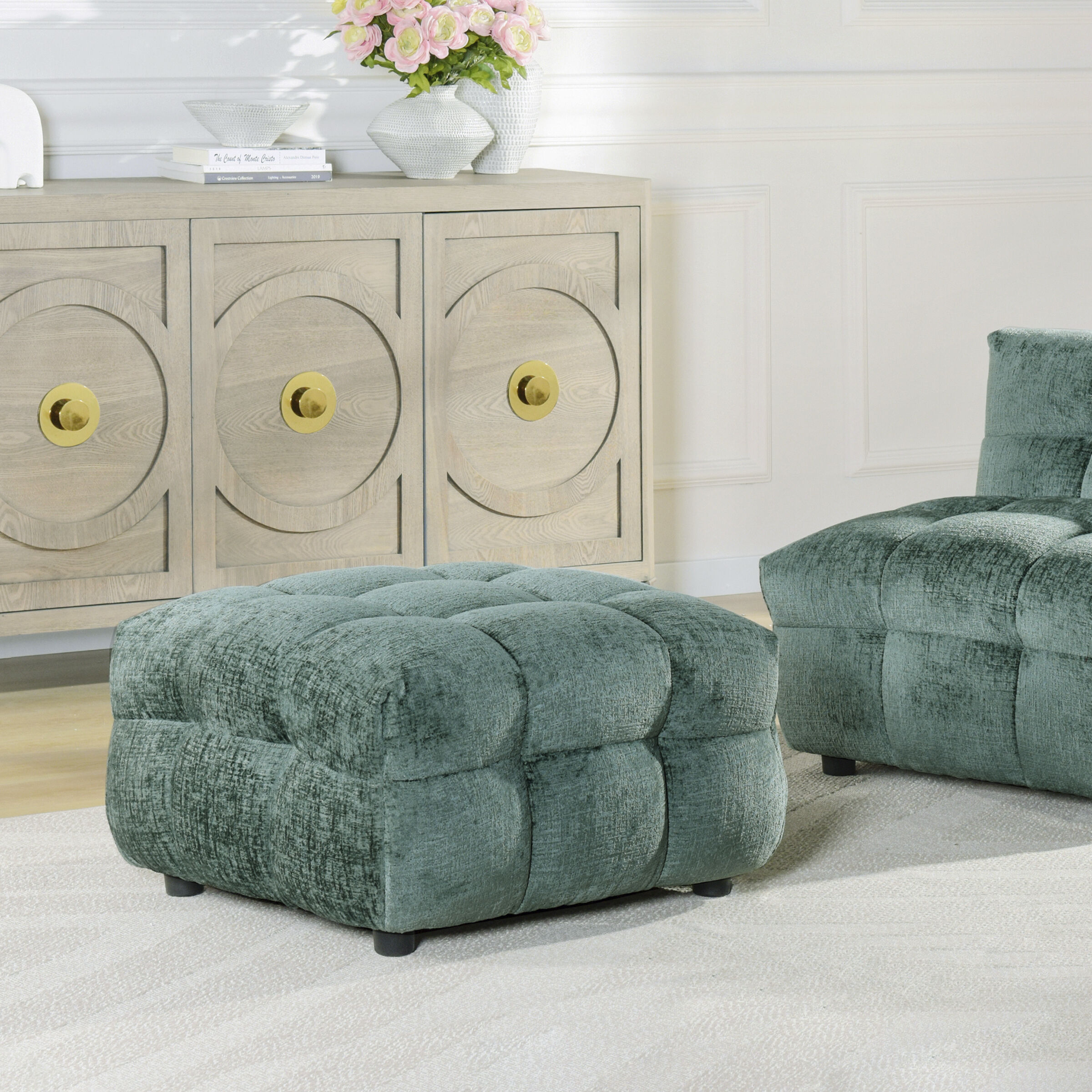 Amalfi 18.5 inch Aqua Ottoman