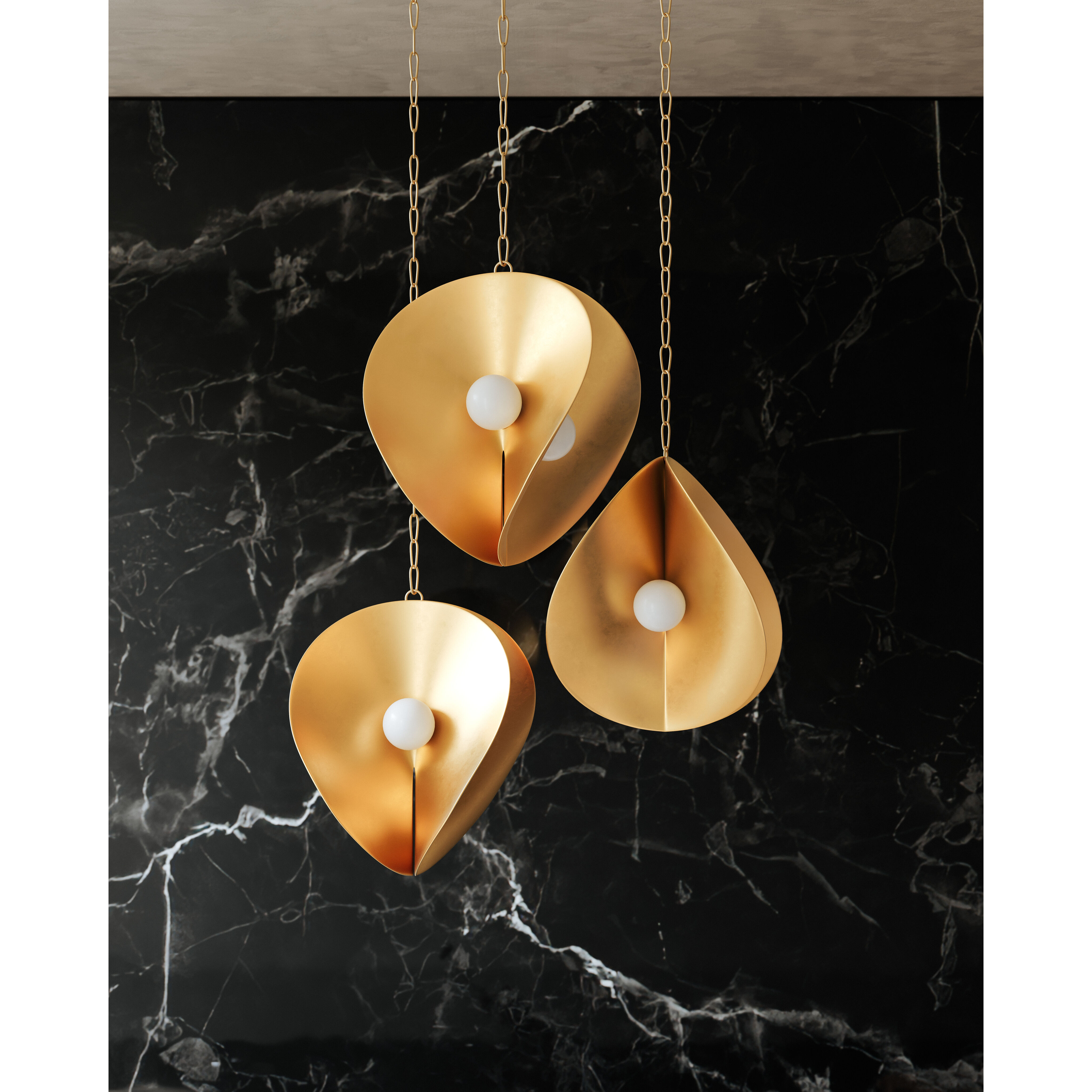 Peony 4 Light 30 inch Gold Leaf Pendant Ceiling Light