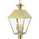 Wentworth 4 Light 28 inch Natural Brass Outdoor Extra Post Top Lantern, Extra Large