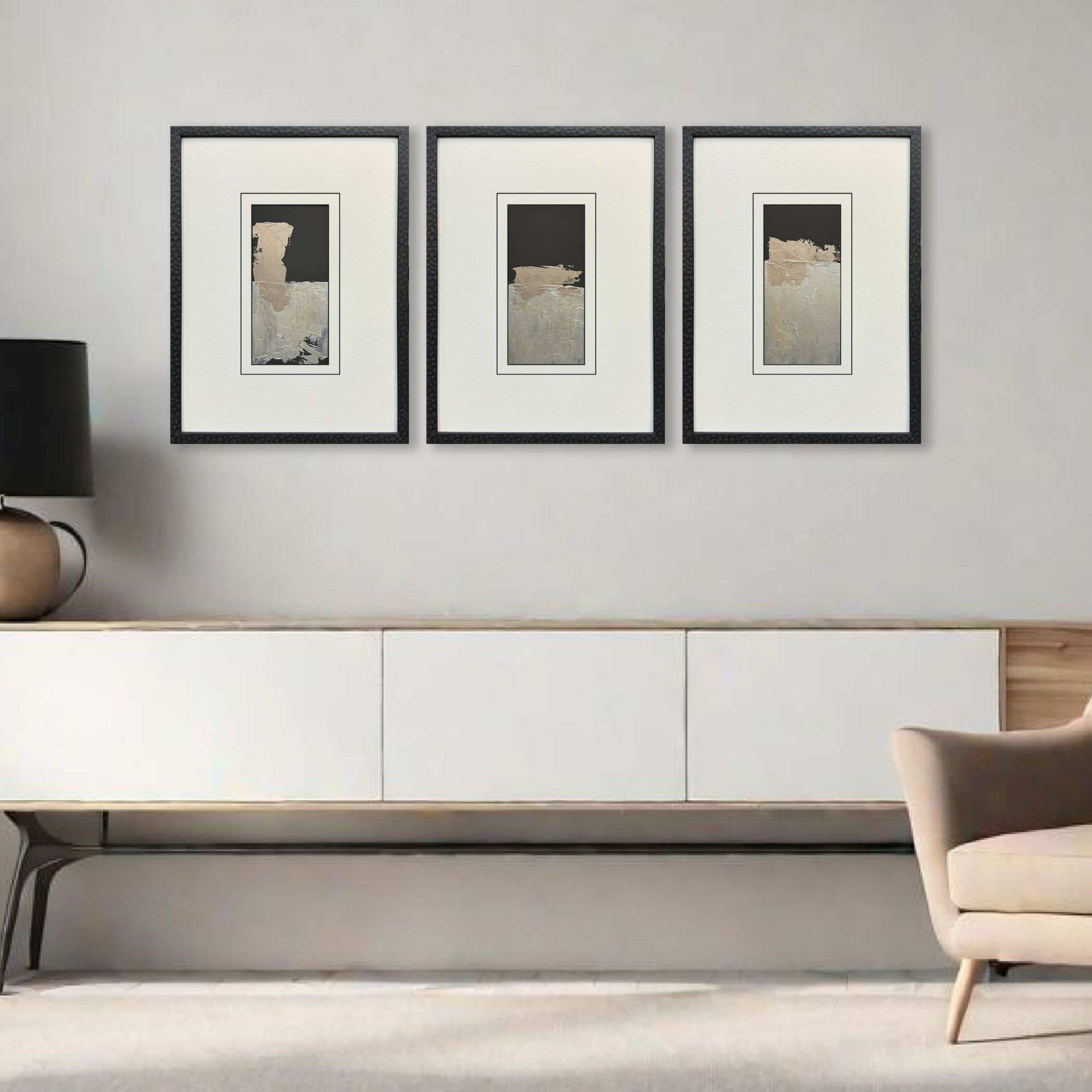 Reverie Black and Beige and Metallic Framed Art, The Studio