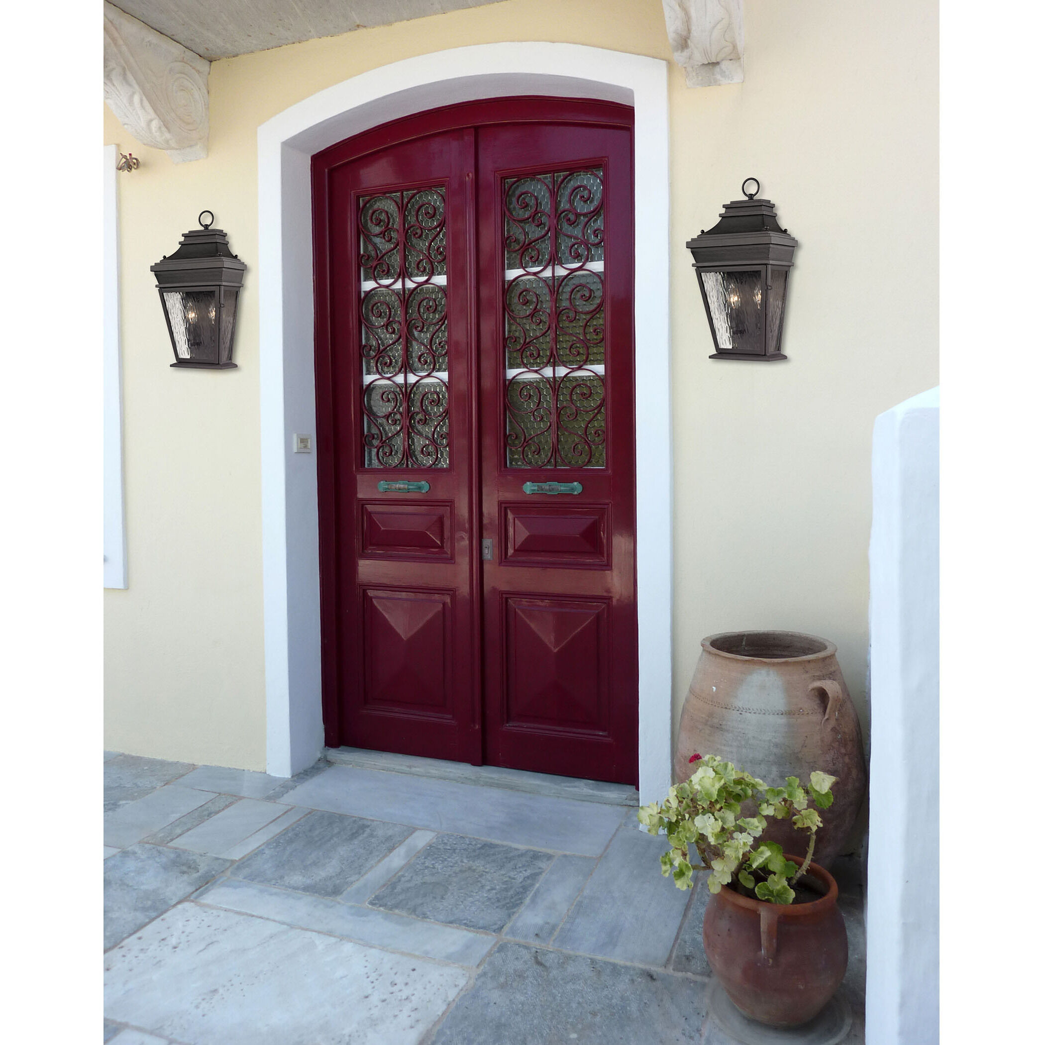 Forged Provincial 2 Light 18 inch Charcoal Outdoor Wall Sconce