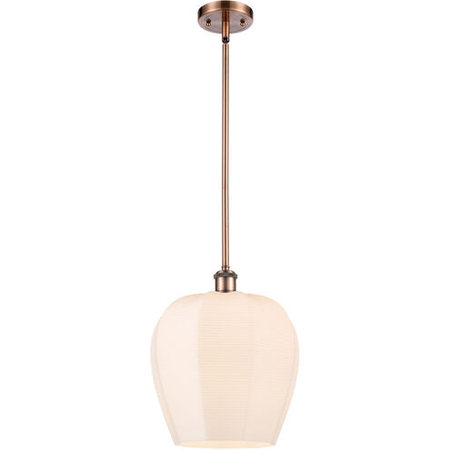 Ballston Norfolk LED 11.75 inch Antique Copper Mini Pendant Ceiling Light in Matte White Glass