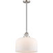 Franklin Restoration Bell LED 12 inch Brushed Satin Nickel Mini Pendant Ceiling Light in Matte White