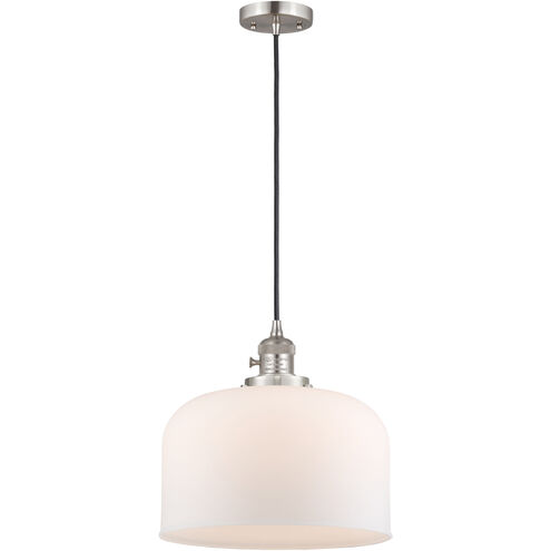Franklin Restoration Bell LED 12 inch Brushed Satin Nickel Mini Pendant Ceiling Light in Matte White
