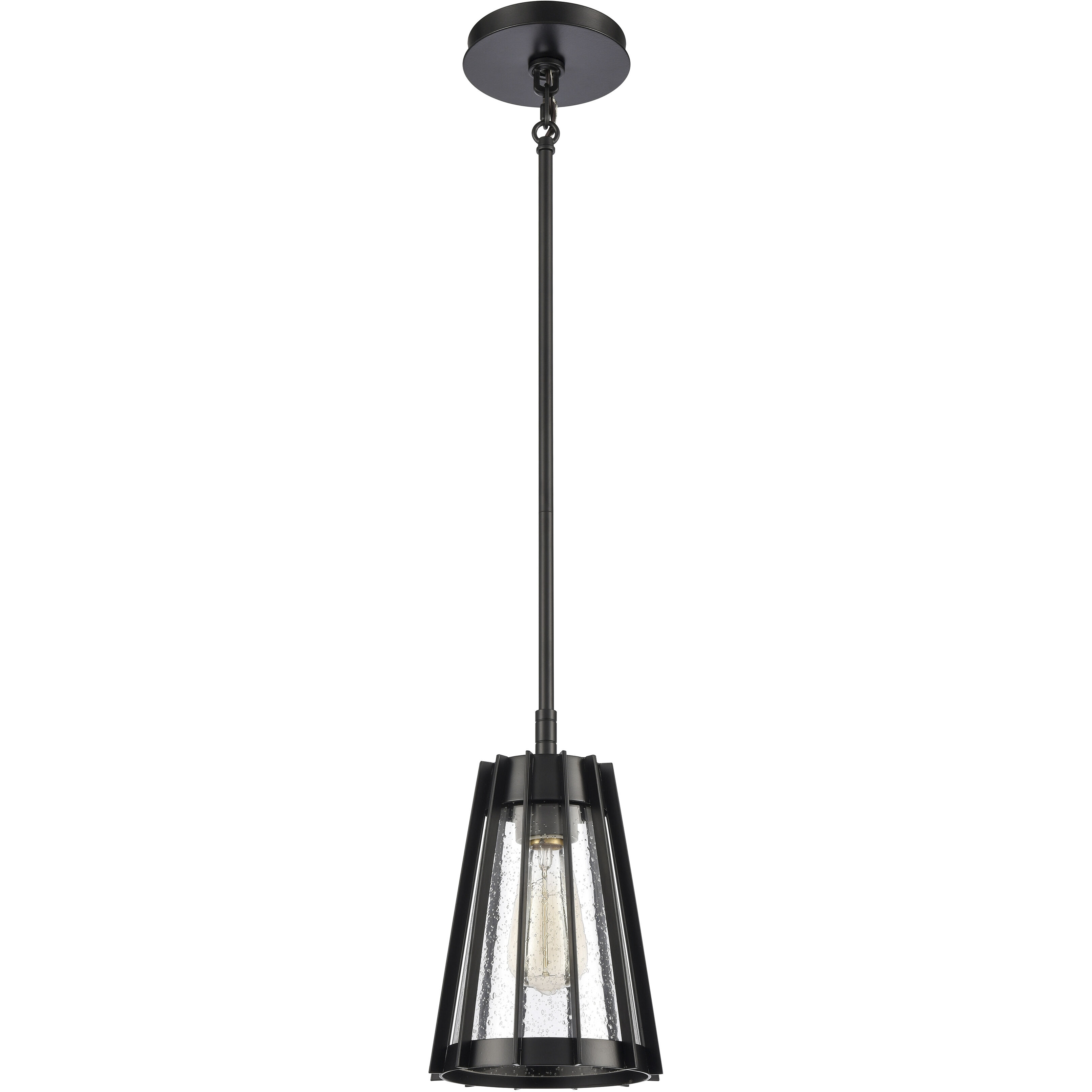 Open Louvers 1 Light 6.75 inch Matte Black Mini Pendant Ceiling Light