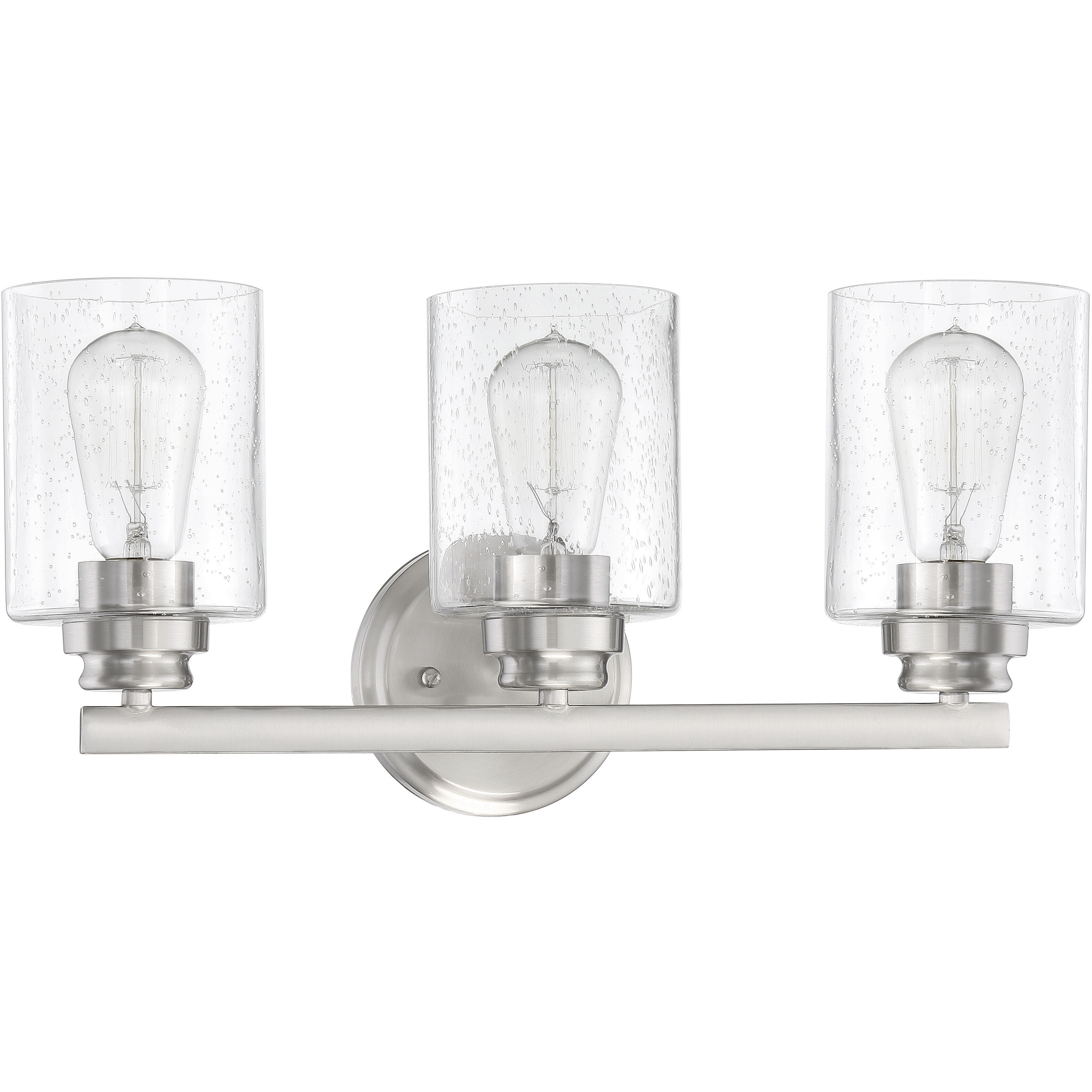 Neighborhood Bolden 3 Light 18 inch Brushed Polished Nickel Vanity Light Wall Light in Clear Seeded, Neighborhood Collection