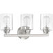 Neighborhood Bolden 3 Light 18 inch Brushed Polished Nickel Vanity Light Wall Light in Clear Seeded, Neighborhood Collection