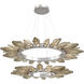 Rock Crystal LED Beige Silver Chandelier Ceiling Light, Radial Ring Two Tier