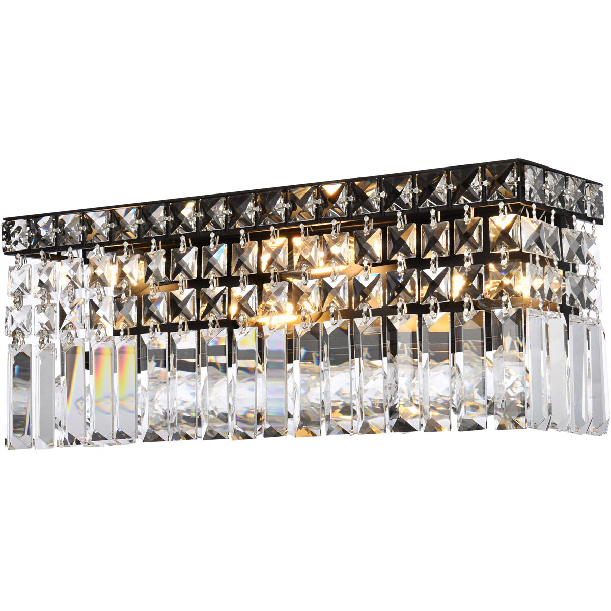 Maxime 3 Light 4.5 inch Black and Clear Wall Sconce Wall Light in Royal Cut