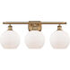 Ballston Athens LED 26 inch Brushed Brass Bath Vanity Light Wall Light in Matte White Glass, Ballston