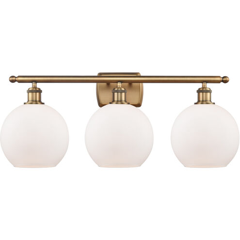 Ballston Athens LED 26 inch Brushed Brass Bath Vanity Light Wall Light in Matte White Glass, Ballston
