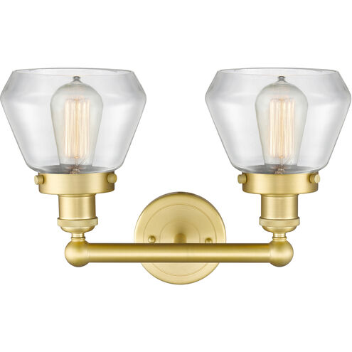 Fulton 2 Light 15.5 inch Satin Gold Bath Vanity Light Wall Light in Clear
