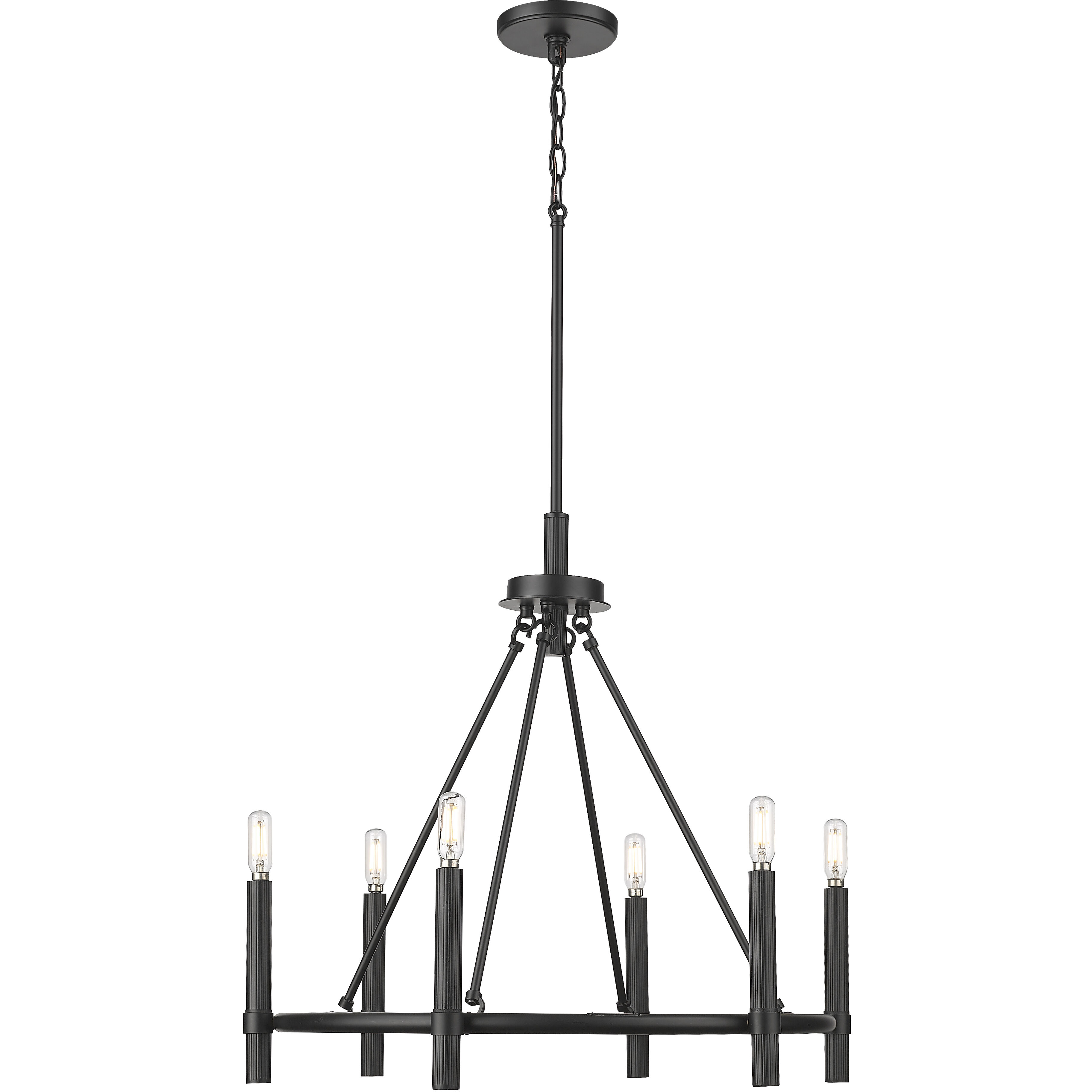 Skyva 6 Light 25 inch Matte Black Chandelier Ceiling Light