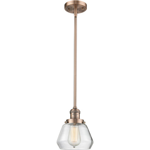Franklin Restoration Fulton 1 Light 7 inch Antique Copper Mini Pendant Ceiling Light in Incandescent, Clear, Franklin Restoration
