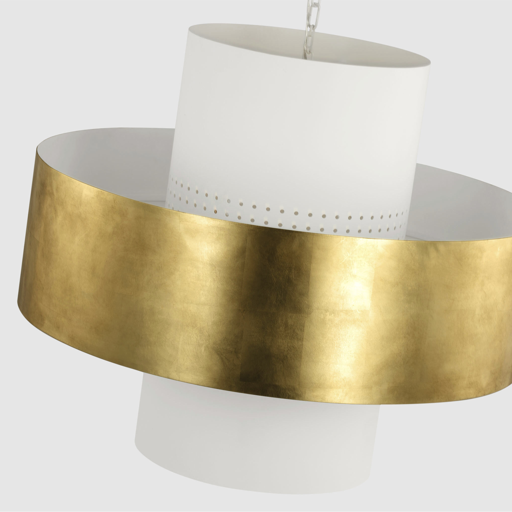 Julie Neill Chalmette LED 37.75 inch Plaster White and Gild Layered Pendant Ceiling Light