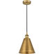 Edison Cone 1 Light 8 inch Brushed Brass Mini Pendant Ceiling Light