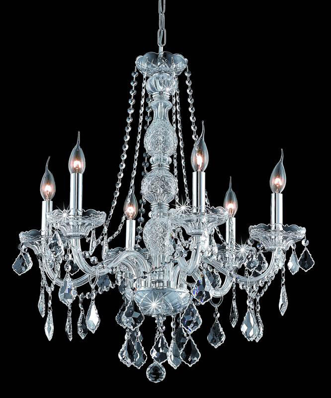 Verona 6 Light 24 inch Chrome Dining Chandelier Ceiling Light in Clear, Royal Cut