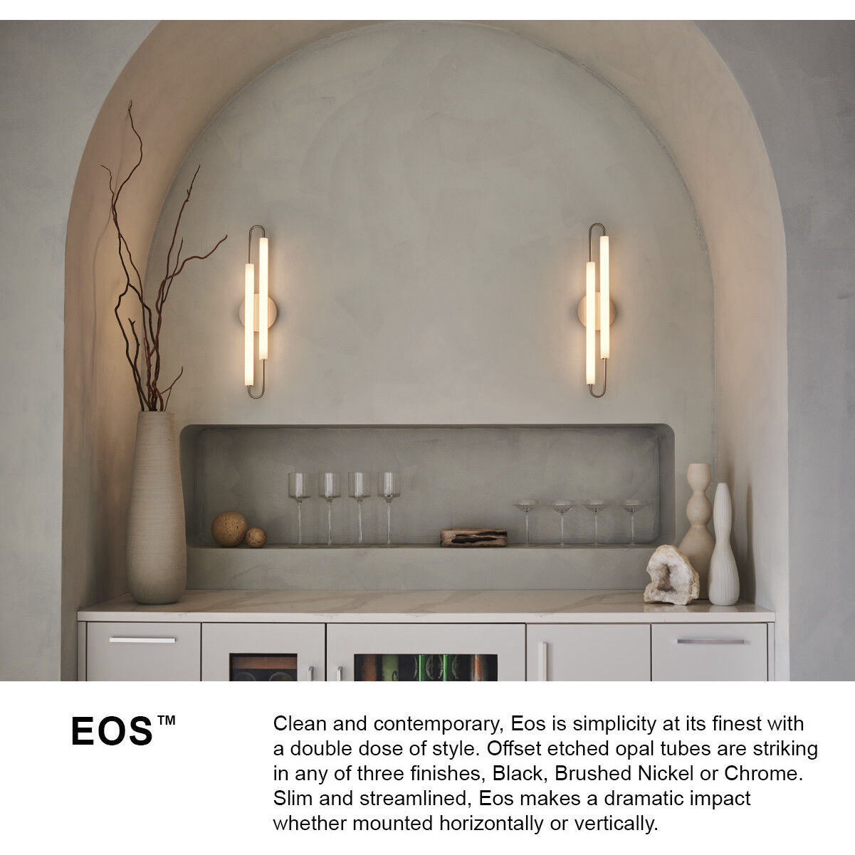 Eos LED 25 inch Lacquered Brass Bath Light Wall Light
