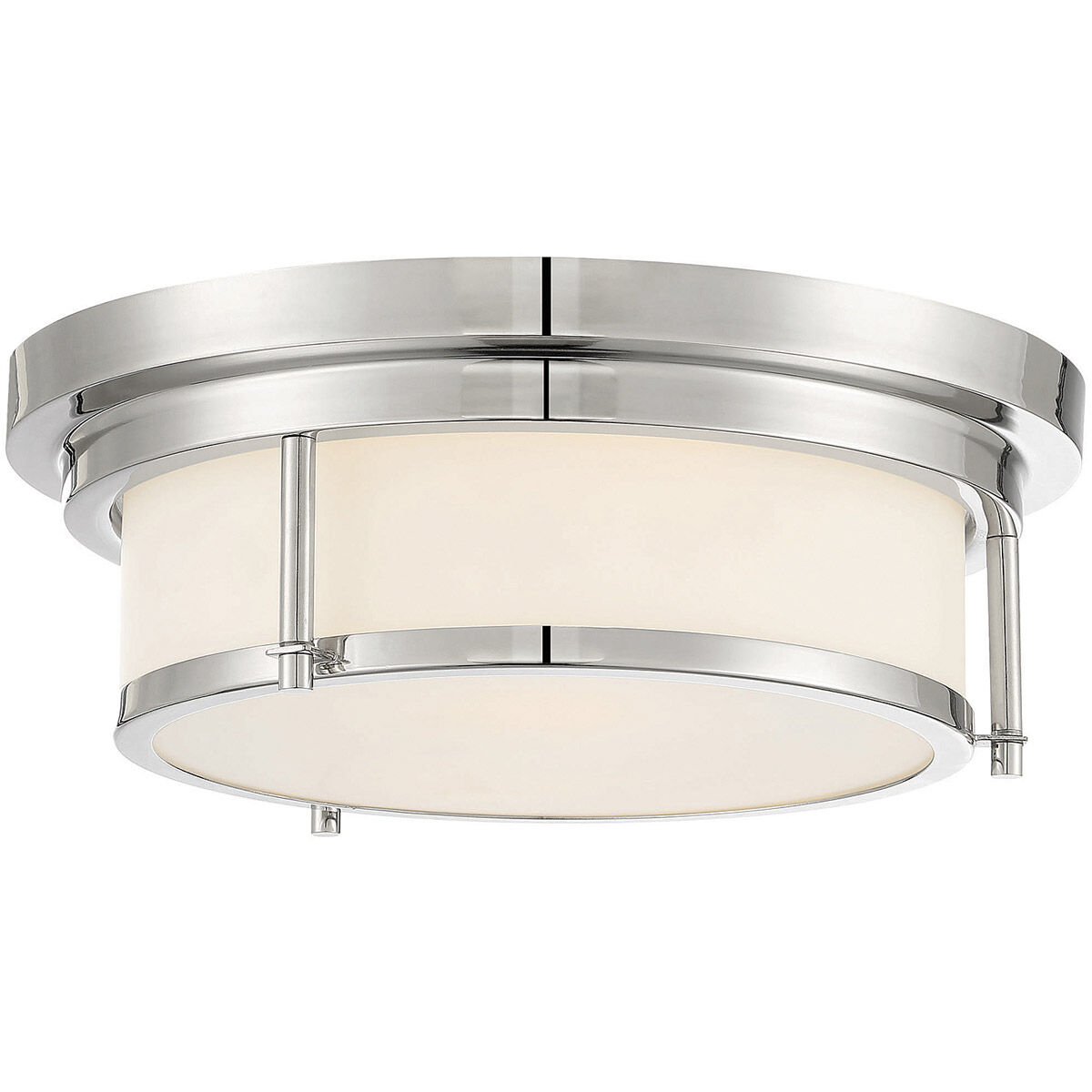 Contemporary 2 Light 13 inch Polished Nickel Flush Mount Ceiling Light