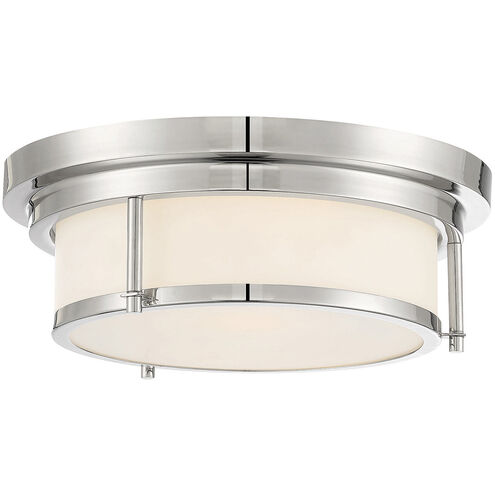 Contemporary 2 Light 13 inch Polished Nickel Flush Mount Ceiling Light