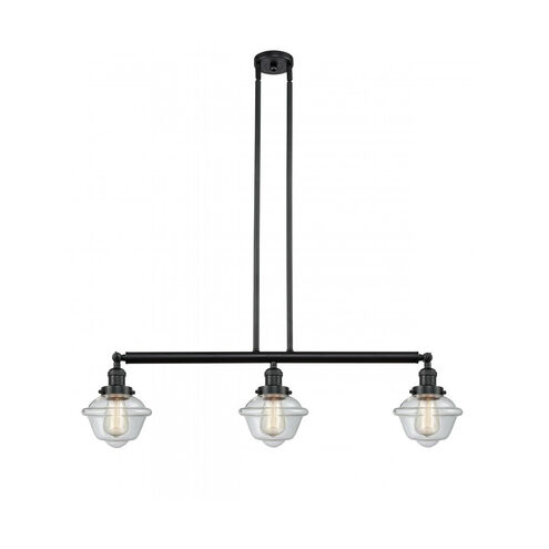 Franklin Restoration Small Oxford LED 40 inch Matte Black Island Light Ceiling Light in Clear Glass, Franklin Restoration