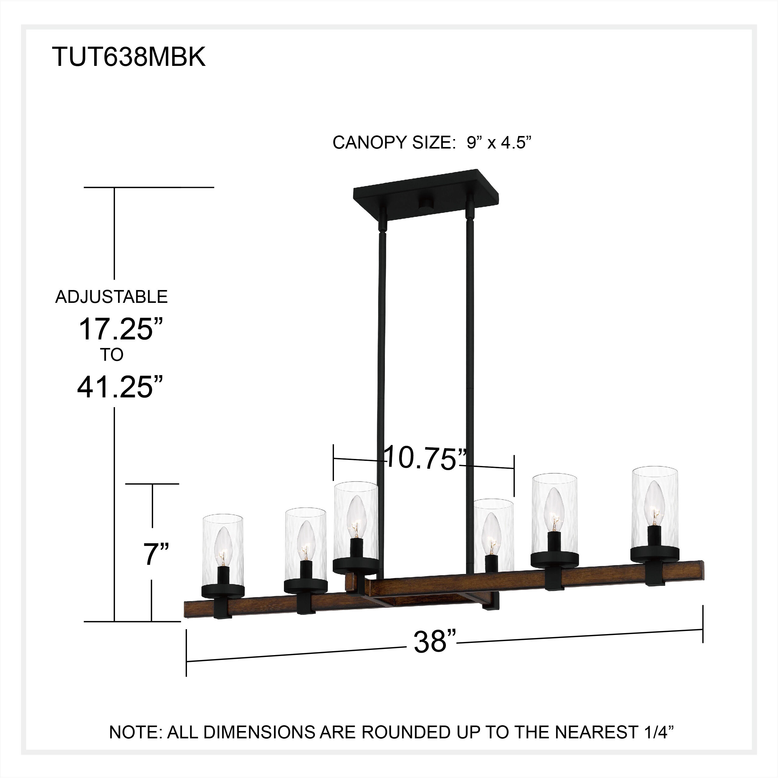 Tuthill 6 Light 38 inch Matte Black Island Light Ceiling Light