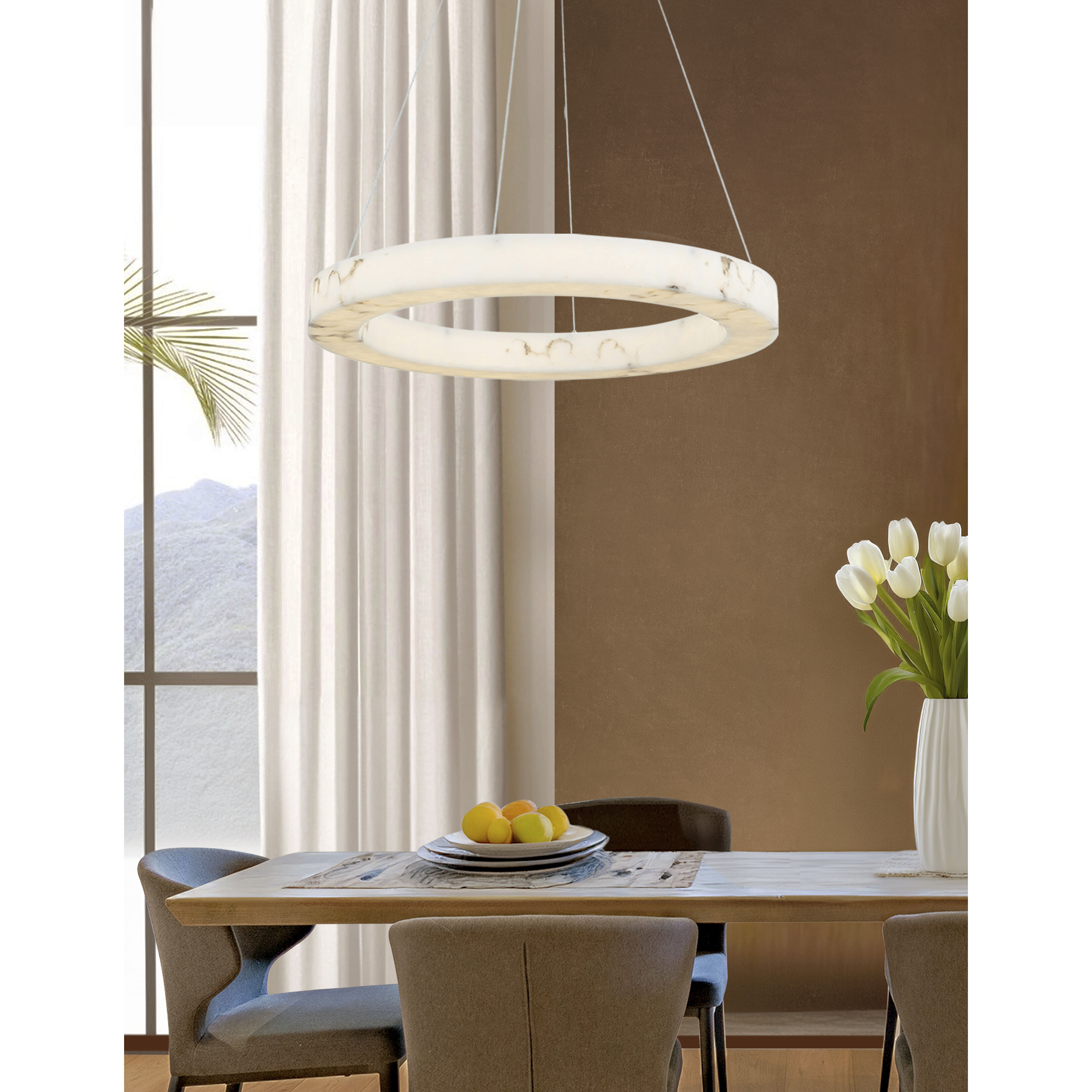 LumenAria Collection LED 32 inch Brushed Brass Pendant Ceiling Light, Medley Family