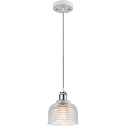 Ballston Dayton 1 Light 6 inch White and Polished Chrome Mini Pendant Ceiling Light in Clear Glass, Ballston