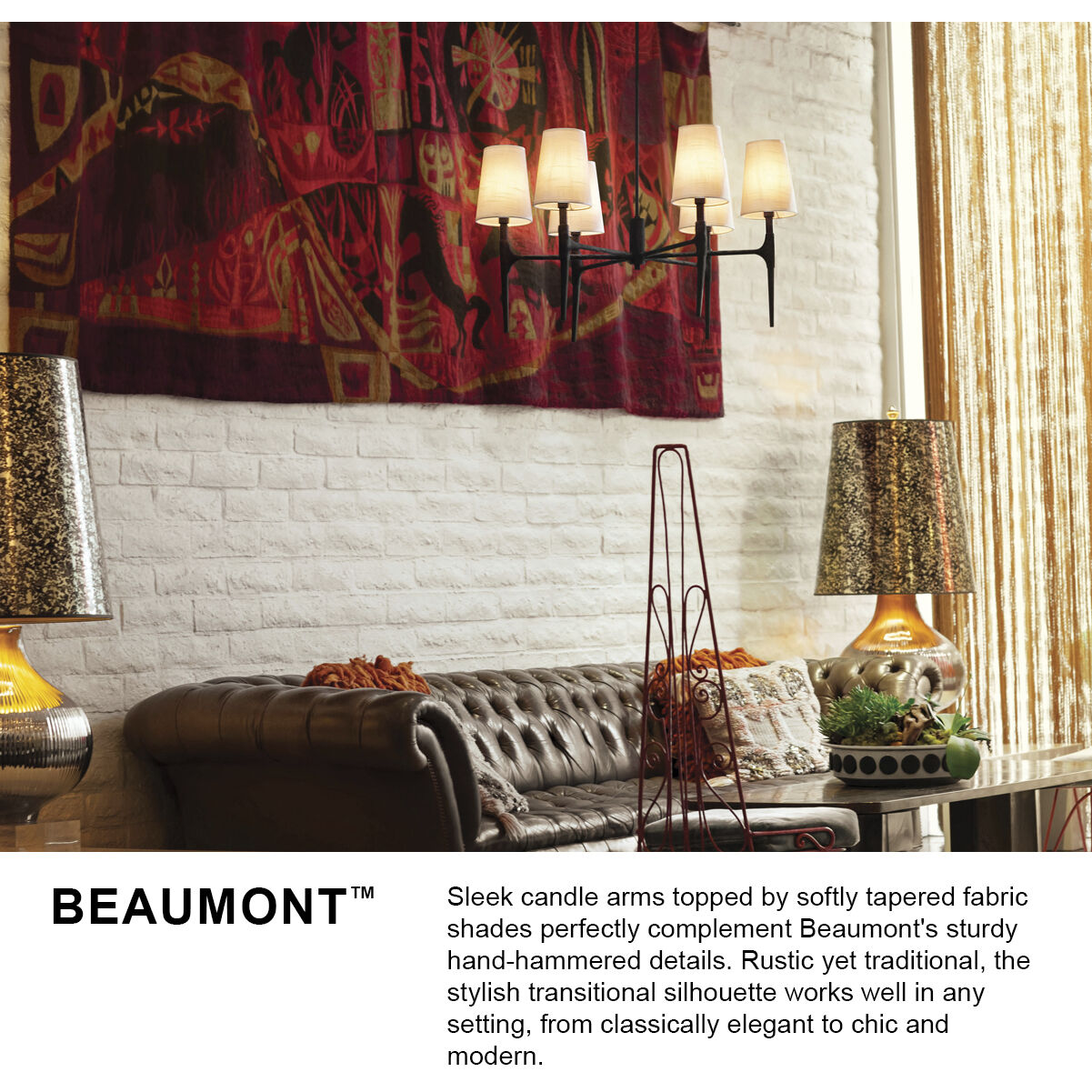 Beaumont 6 Light 28 inch Black Indoor Chandelier Ceiling Light